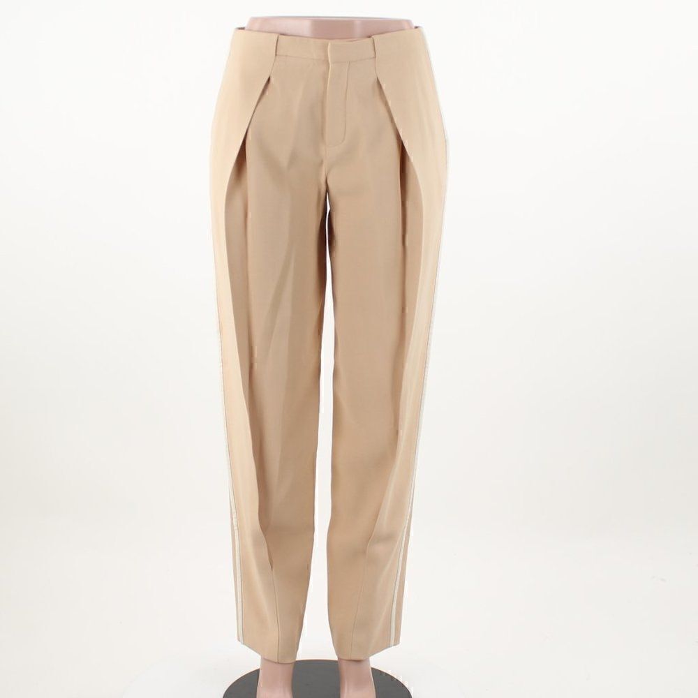 Chloe Front Pleaded High Waist Beige Trousers size 38